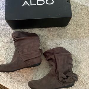 Aldo faux suede bow booties